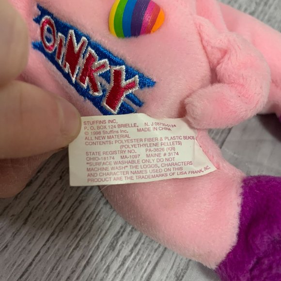 Vintage 1998 Lisa Frank Stuffins Oinky Bean Plush - Picture 5 of 11